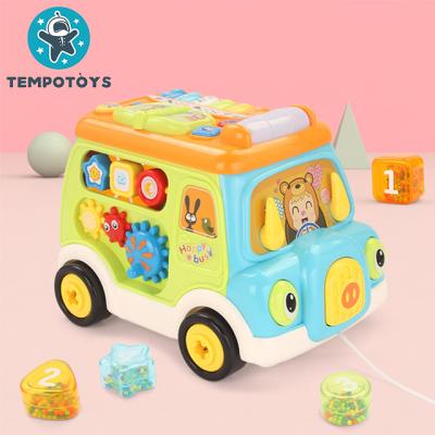 China Intelligence Baby Developing Detachable Multifunctional Musical Blocks Bus Baby Educational Toys for sale