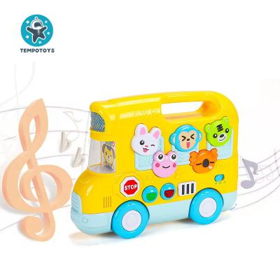 China Early Educational Toys Beautiful Baby Play Game Play Plastic Musical Bus Funny Cartoon Eco-friendly Material Baby Juguetes for sale