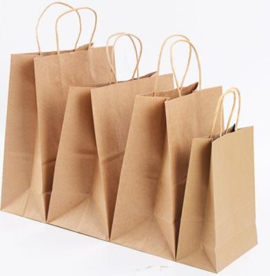 China Custom printed pattern Logo Print Wholesale colour kraft paper bag take away with Handle en venta