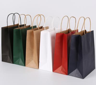 China Custom Handle Gift Bags printing pattern Logo Print Wholesale Grocery White Brown Kraft Paper Gift Bag with Handle à venda