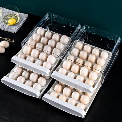 중국 Kitchen drawer type egg storage box household refrigerator transparent fresh-keeping box can stack egg holder 판매용