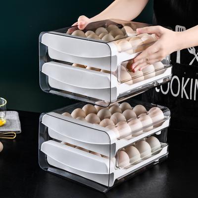 Chine Double Layers Egg Container for Refrigerator Stackable Plastic Egg Tray Holds 40 Eggs à vendre