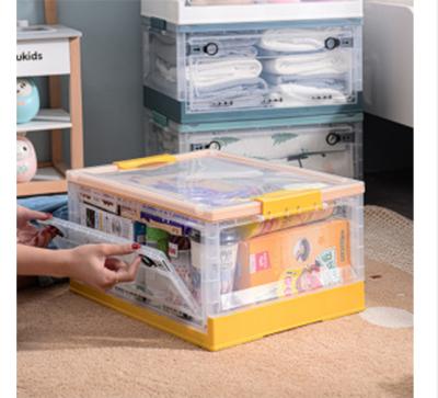 China Transparent Foldable Storage Box plastic durable foldable stackable storage boxes&bins with wheels à venda