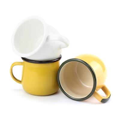 China Sustainable Factory Direct Sale Coffee Milk Creative Mug Beauty Novelty Enamel Cup for sale