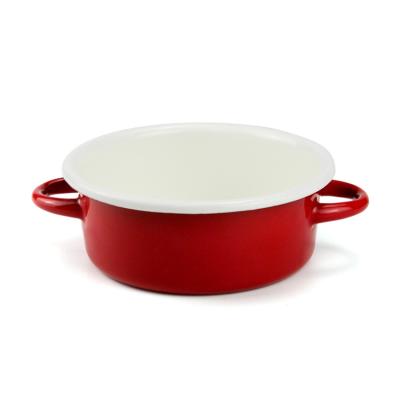 China Sustainable New Color Series High Quality Red Big Camping Set Enamel Bowl for sale