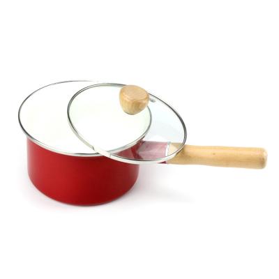 China Sustainable Simple Style Non Stick Cookware Set Enamel Milk Pot enamel pan for sale