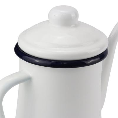 China Sustainable Popular Style Thick White Enamel Home Use Coffee Pot for sale