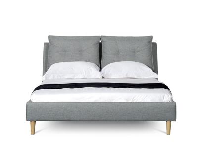 China Soft Bed Long Range Selling Affordable Fabric Bed Comfortable Headboard With Two Big Cushion for sale