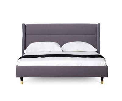 China Modern Soft High Waist Canvas Fabric Platform Bed Queen Headboard Soft Bed for sale