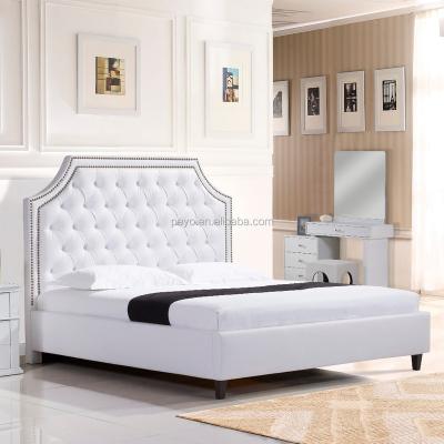 China Latest Euro Style Classic PU Bed Soft Luxury Antique White Leather Bedroom Furniture Soft Beds Frame for sale