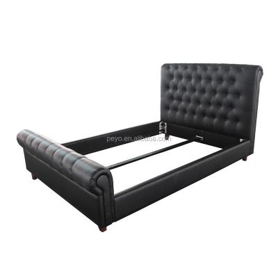 China New Soft Black Modern Luxury Classic Antique Style Bed PU Bed Bedroom Furniture Foshan Beds Leather Frame K82 for sale