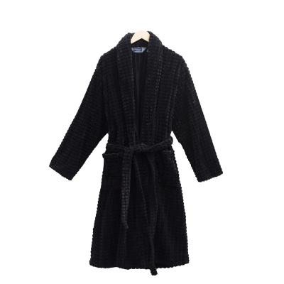 China Shaggy Thermal Soft Warm Bathrobe For Men Plush Spa Long Robe Dark Color Winter Warm Flannel And Coral Fleece for sale