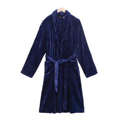 China Thermal Luxurious Men's Shawl Collar Stripe Flannel Bathrobe Spa Robe for sale