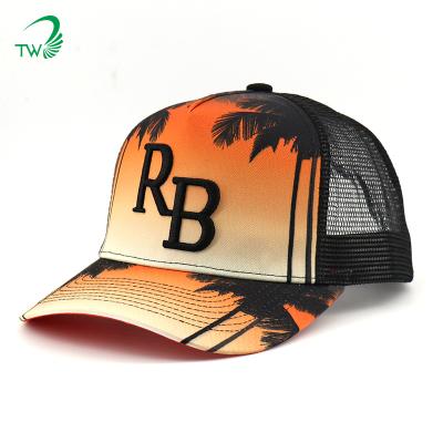 China Personalized Custom Printed Sublimated JOINT Logo Beach Style Trucker Hat Embroidered Sports Hats for sale