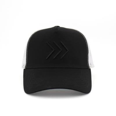 China Wholesale JOINT Mesh Trucker Hat Custom Embroidered Logo Woven Patch For Sports 5-Panel Hat Black Hats for sale