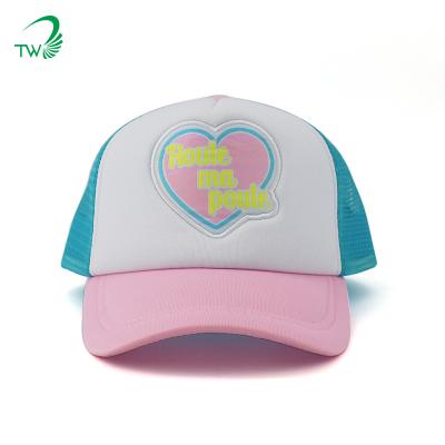 China Wholesale JOINT 5-Panel Hat Mesh Trucker Hat Custom Sports Hats With Letter Embroidered Logo / Woven Patch for sale