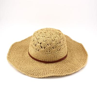 China Custom Summer Panama Fedora Straw Hat Women Wide Brim Classic Style Casual Roll Up Beach Sun Straw Hat for sale