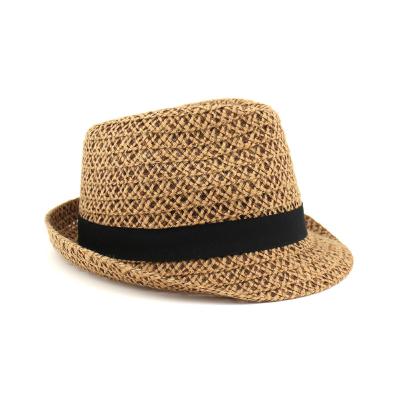 China Custom Printed Soft Hat Casual Unisex Logo One Piece Paper Unisex Panama Fedora Straw Hat Sun Straw Braid for sale