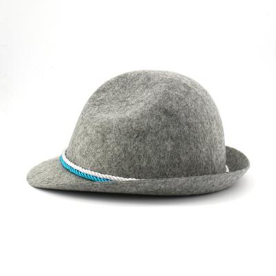 China COMMON Warm Women Gray Wool Fedora Hat Gentleman's Fedora Hat Ribbon Jazz Hats Autumn Female Party Banquet Woolen Woolen for sale