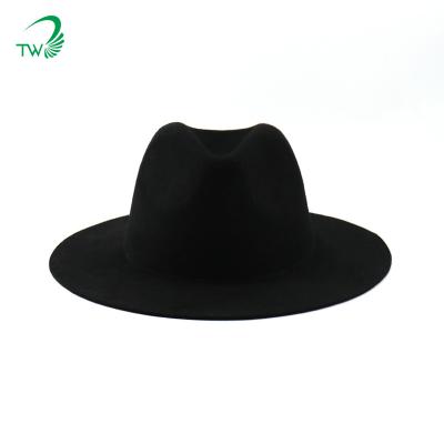 China Custom Made JOINT High Quality Wide Australian Wool Fedora Hats Black Brim Panama Hat Daily Life for sale