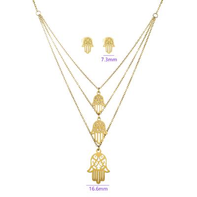 China Cute Qings Fashion Multilayer Stainless Steel Earrings Necklace Pendant Set for sale