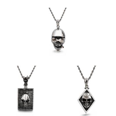 China Europe and America stainless steel spoof skull necklace street style jewelry skull pendant necklace for sale