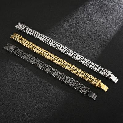 China Hiphop European and American Floral Men's Dominant Stainless Steel Bracelet for sale