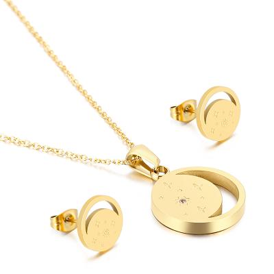 China FASHIONABLE Moon Pendant Costume Star Gold Stainless Steel Simple Necklace Wholesale for sale