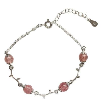 China New Arrival TRENDY Fashion Charms Girly Pink Vine 2021 Pure 925 Sterling Silver Bracelet for sale