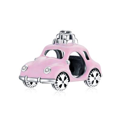 China 925 Sterling Silver Jewelry Cute Girly Pink Car Charm Gemstone For Bracelet Making for sale