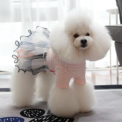 China Fashion Design Luxury Summer Dog Girl Viable Hot Sale Mesh Tutu Skirt Striped Dress for sale