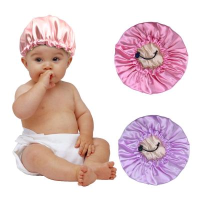 China Custom Viable Double Layer Adjustable Satin Baby Kid Hat Hood Silk Hair Protect Sleeping Hood for sale