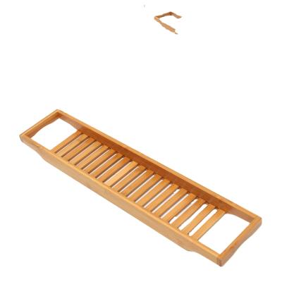 China Sustainable Luxury Bamboo Bathtub Tray Bridge Shower Organizer Tray Bathtub Candy for sale