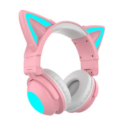 China Media Player 2s Portable Cat Ear Headphone Bluetooth Headset 2 Radio Light Up Cat Ear Gaming Headset for sale