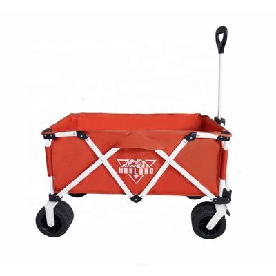 China Wholesale Beach Factory Garden Cart Beach Serving Folding Cart with PU Wheels Picnic Outdoor Folding Camping Wagon for sale