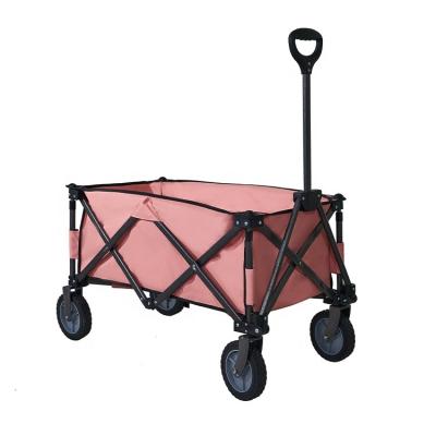 China Beach Folding Outdoor Beach Cart With Cup Holders Wholesale Lightweight Folding Cart Camping Garden Service Trolley Factory for sale