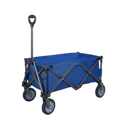 China Factory Wholesale 4 Wheels Creative Blue Beach Cart Folding Camping Beach Picnic Outdoor Garden Cart for sale