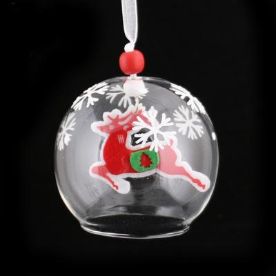 China Hanging Glass Christmas Tree Decor Christmas Ball Ornament With Red Reindeer Inside for sale