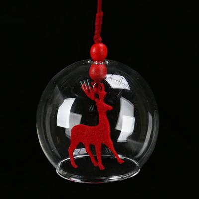 China Top Quality Clear Glass Christmas Tree Decor Ornament Christmas Ball With Red Deer for sale