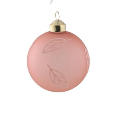 China Silk Screen Printing & 2021 Good Quality Indoor Outdoor Glass Decal Decoration Pink Christmas Tree Bauble Ball Ornaments for sale