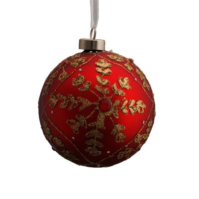 China Silk Screen Printing & Red Flower Decal Glass Ball Decal for Christmas Decoration for sale