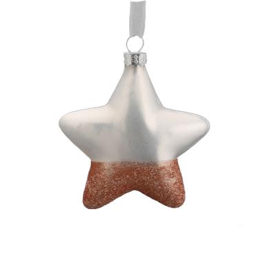 China Silk Screen Printing & Baoying Decal 2020 Star Christmas Glass Ornaments For Christmas Decoration for sale