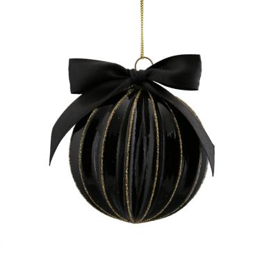 China Flok Art Baoying Wholesale Black Christmas Glass Balls Hanging Tree Decoration for sale