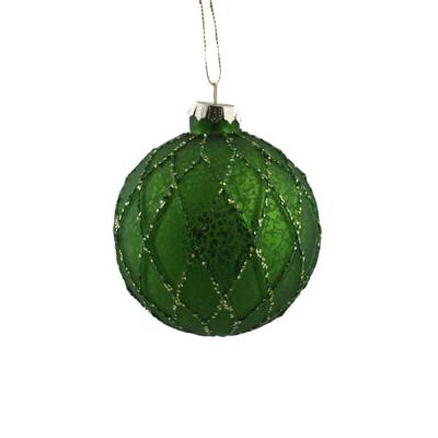 China 2021 Europe New Product Green Customized Handmade Ornament Christmas Crafts Decoration Balls Glass for sale