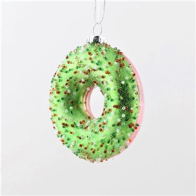 China Artificial Christmas Tree Deoration Amazon Small Pear Donut 3D Decoration Handcrafted Christmas Glass Ornament Items for sale