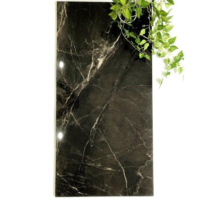 China Europe Black Color Polished Glazed Tiles Large Size Wear Resistant Ceramic Tiles 600*1200mm for sale