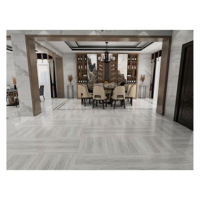 China Modern Full Polished Glazed Ceramic Flooring Tiles In 600x600mm With Tranvertine Design / New 3d Vein White Gray Marble Tiles Flooring for sale