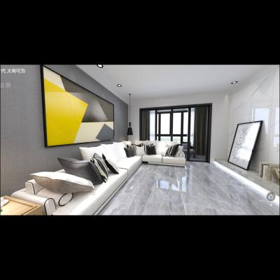 China Modern Body Polished Full Gloss Ceramic Floor Tile Gray Natrual Marble Look High Quality and Good Prices in 800x1600mm for sale