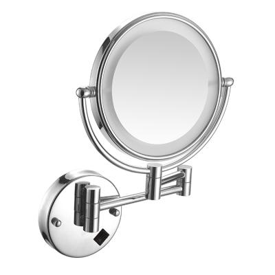 China Wall Mounted Circle Swivel Magnifying Retractable Bath Mirror for sale