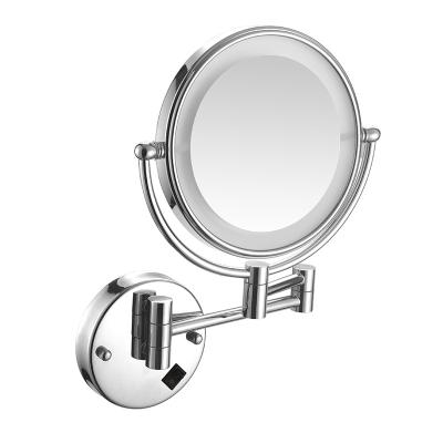 China Small Round Led Magnifying Folding Vanity Makeup Mirror for sale